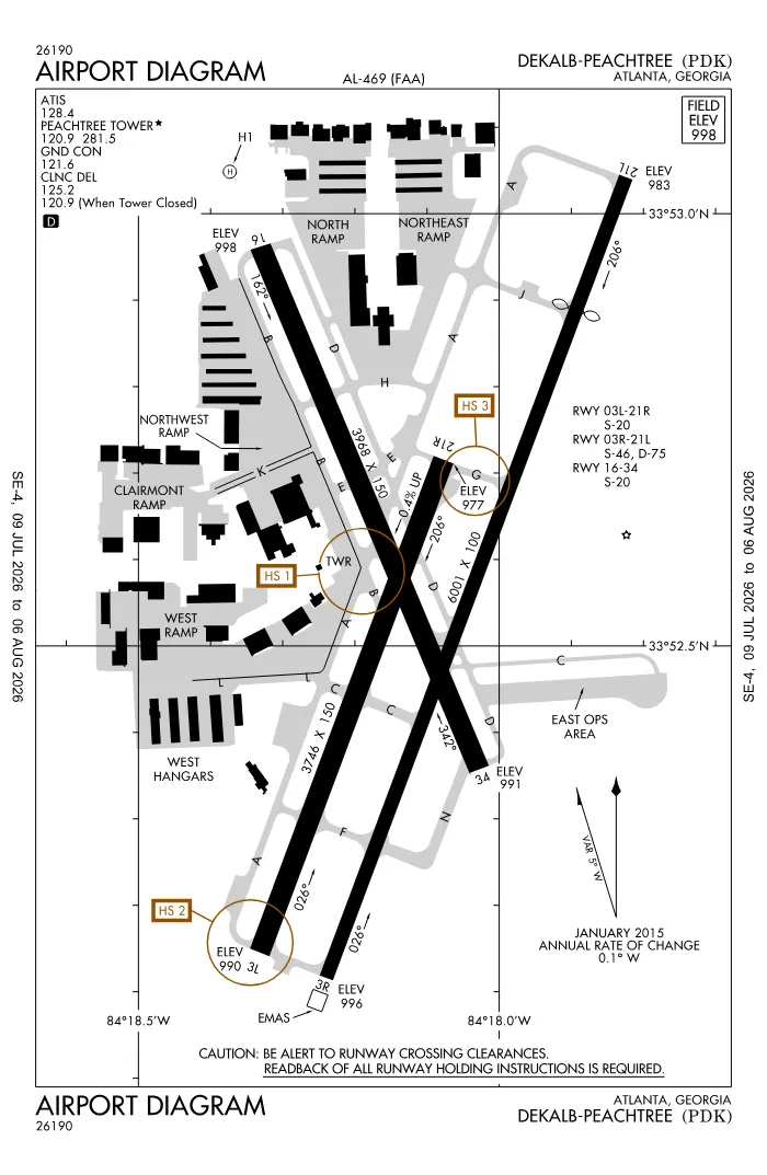 FAA airport diagram for KPDK