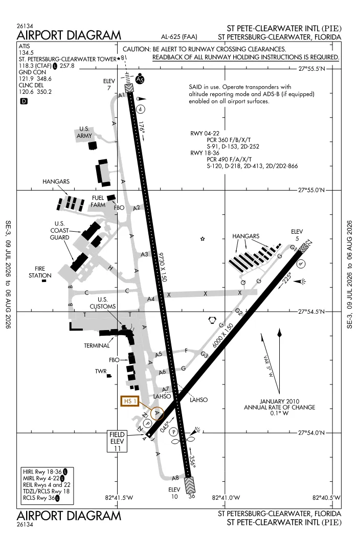 FAA airport diagram for KPIE