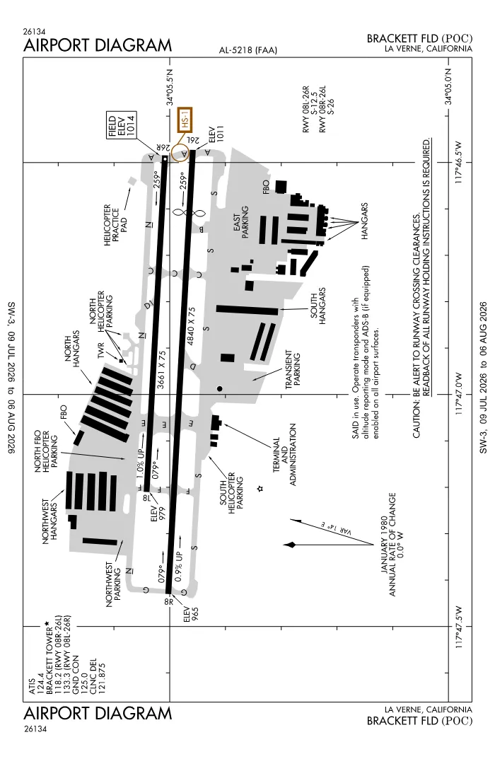 FAA airport diagram for KPOC