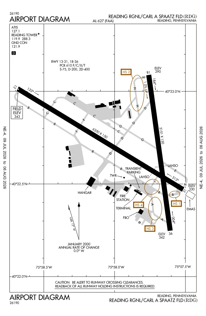 FAA airport diagram for KRDG