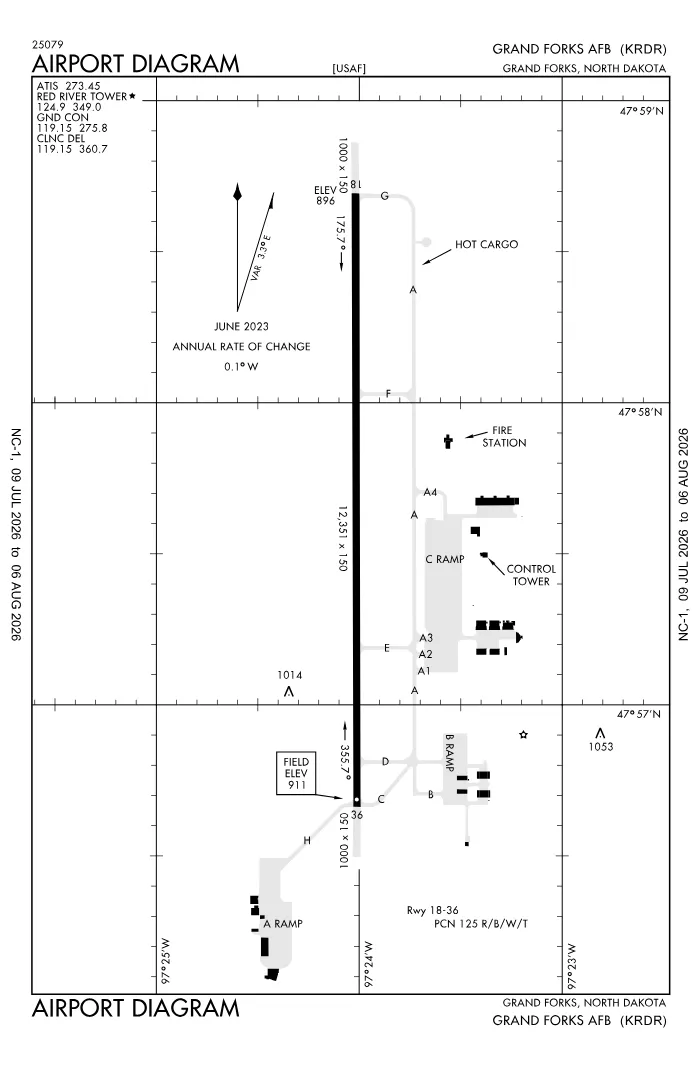 FAA airport diagram for KRDR