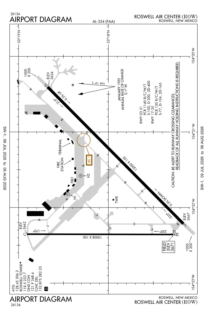 FAA airport diagram for KROW