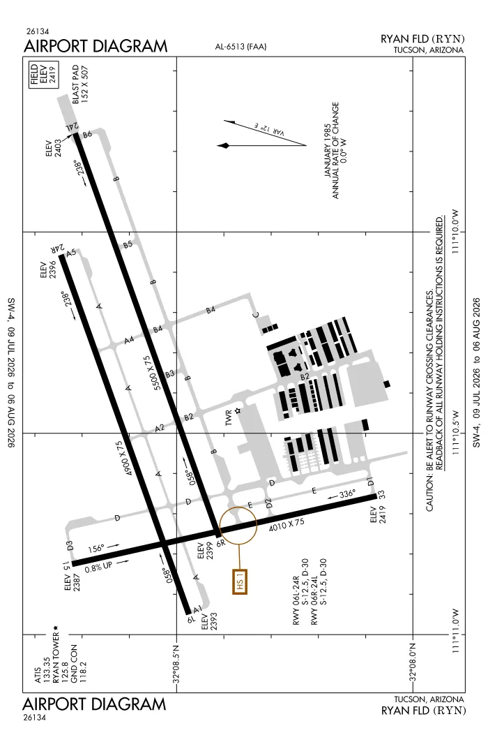 FAA airport diagram for KRYN