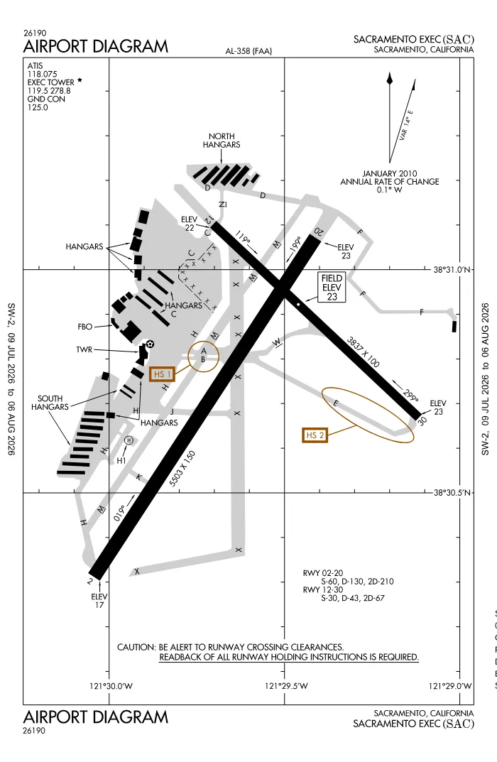 FAA airport diagram for KSAC