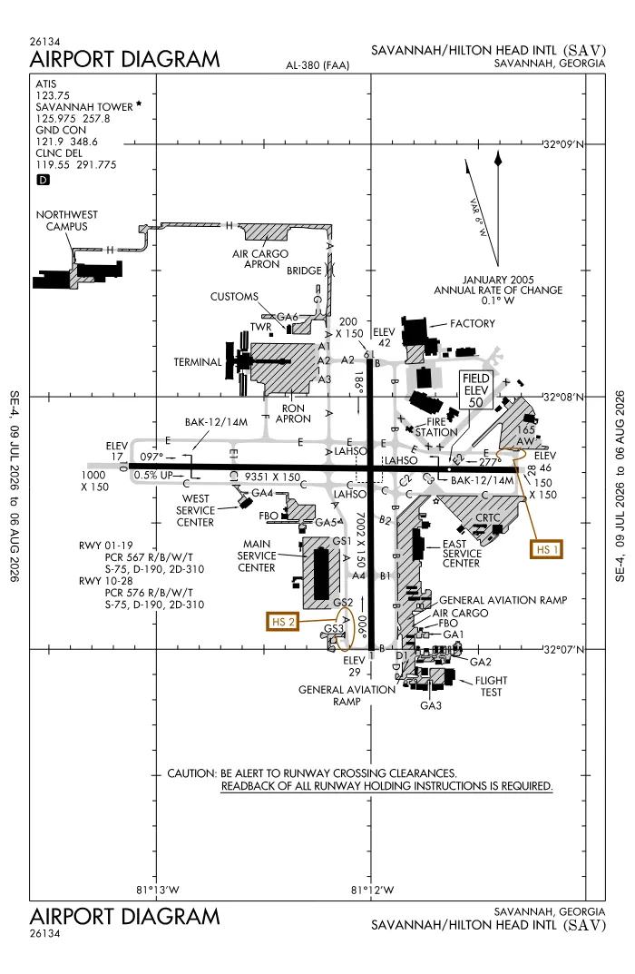 FAA airport diagram for KSAV