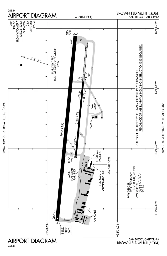 FAA airport diagram for KSDM