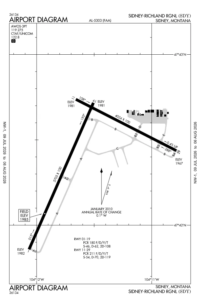 FAA airport diagram for KSDY