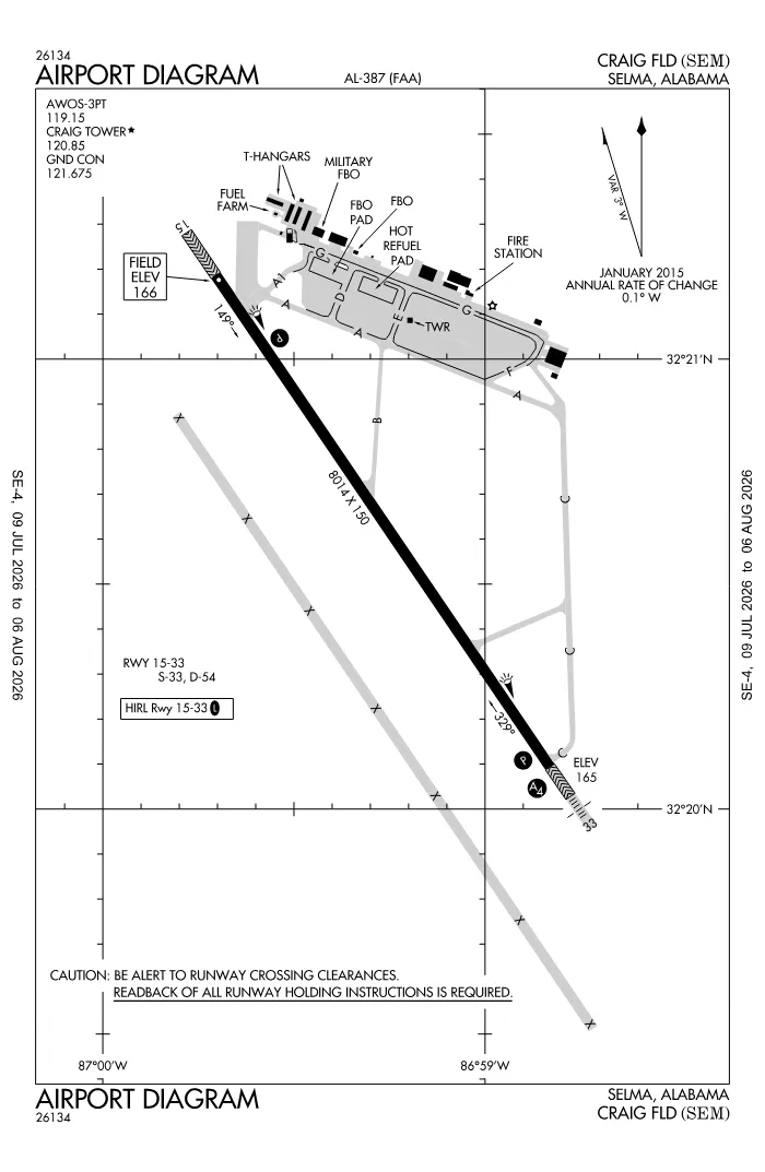 FAA airport diagram for KSEM