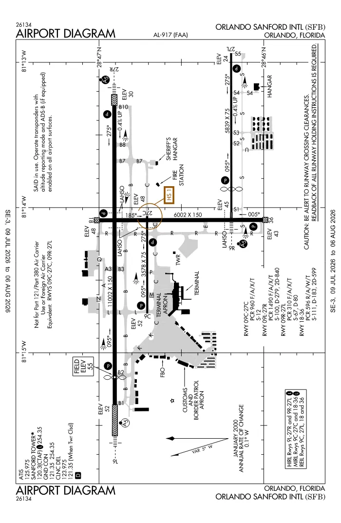 FAA airport diagram for KSFB