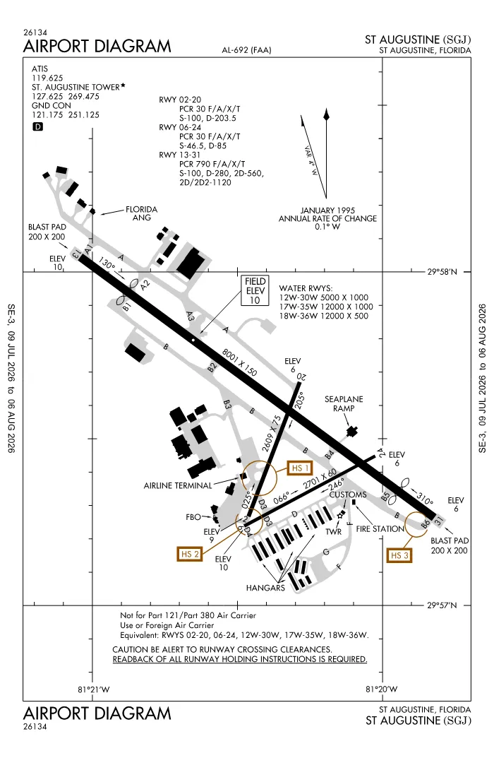 FAA airport diagram for KSGJ