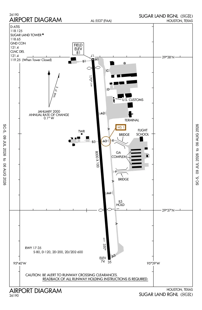 FAA airport diagram for KSGR
