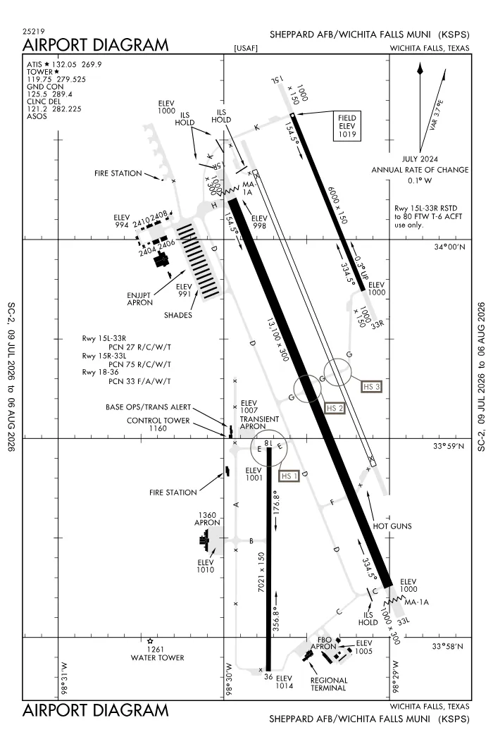 FAA airport diagram for KSPS