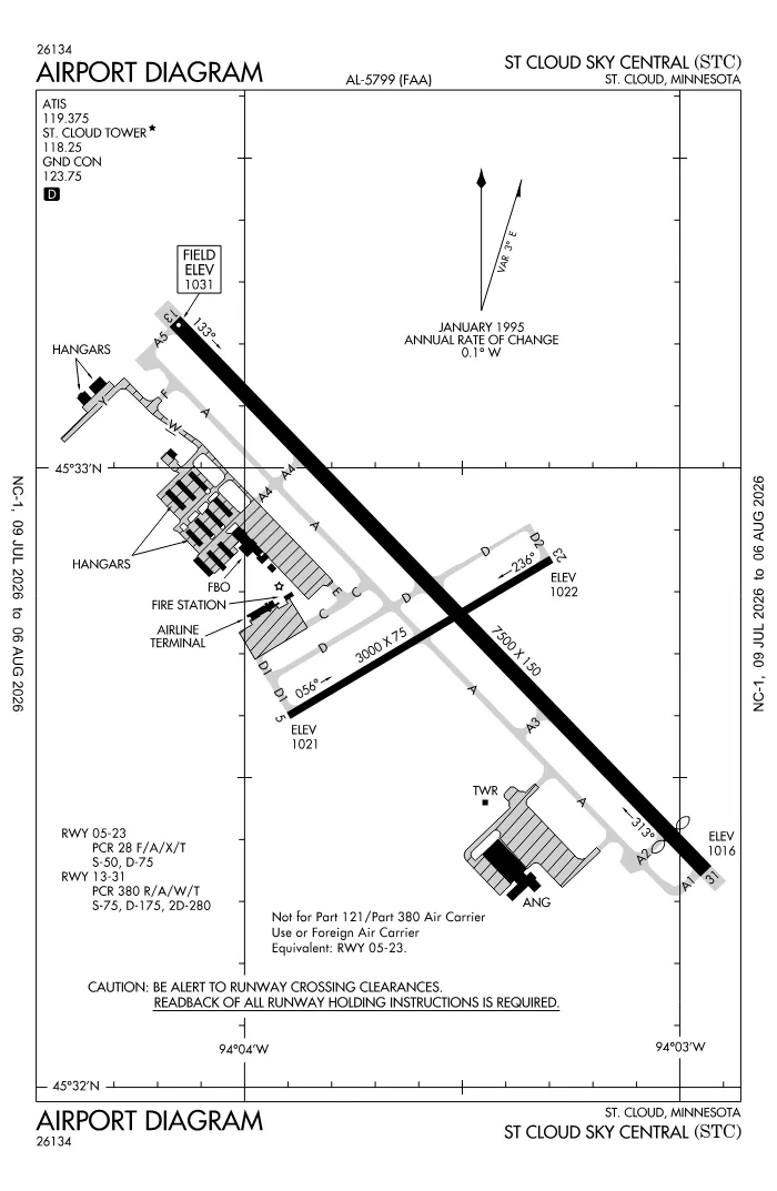 FAA airport diagram for KSTC