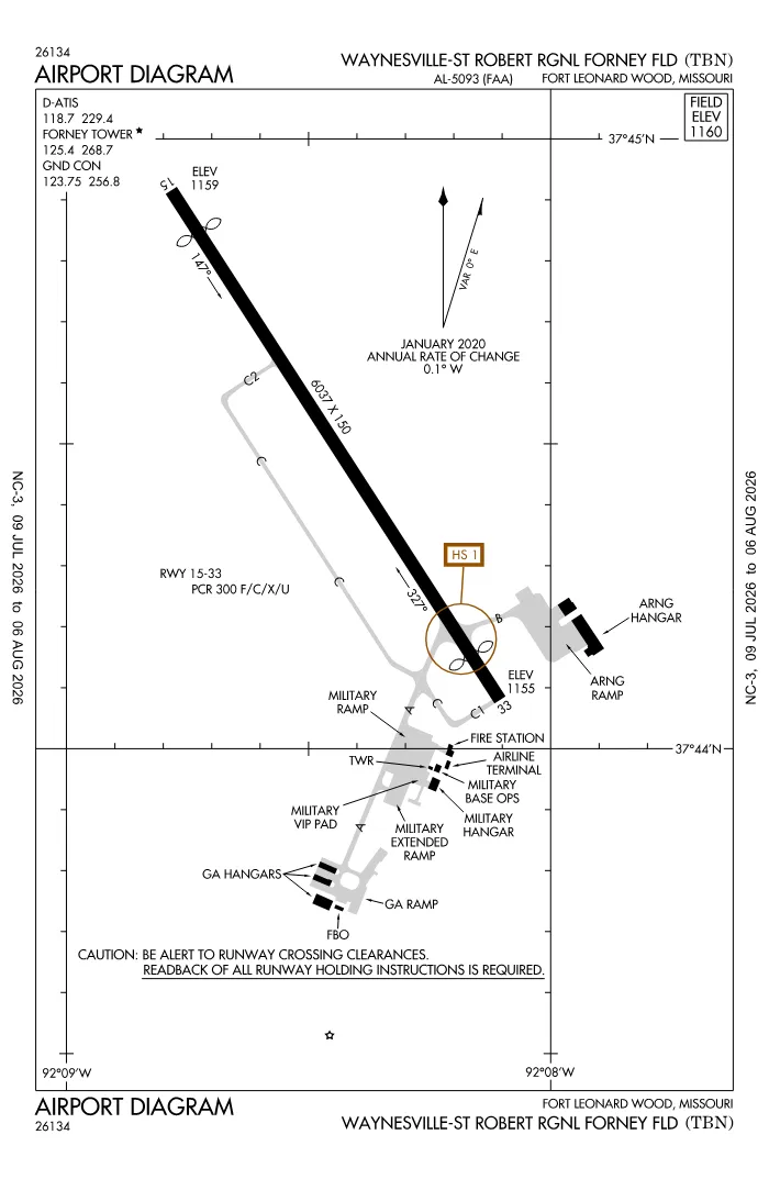 FAA airport diagram for KTBN