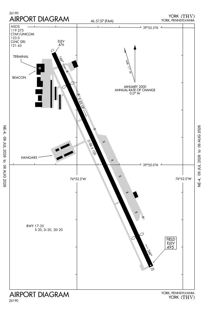 FAA airport diagram for KTHV