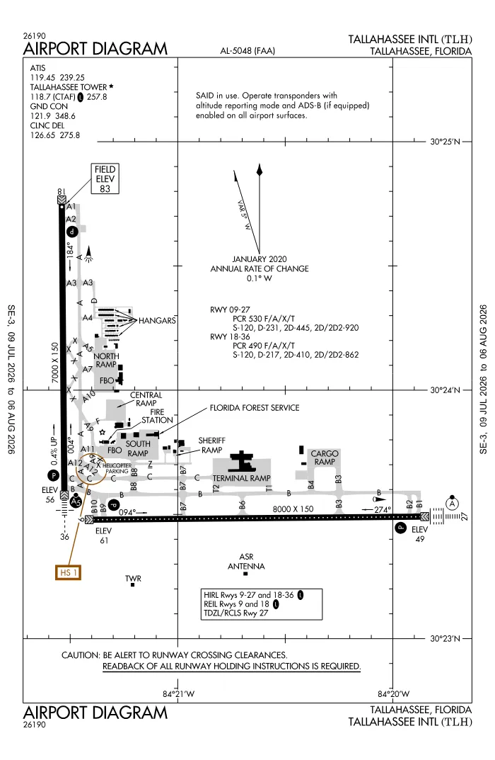 FAA airport diagram for KTLH