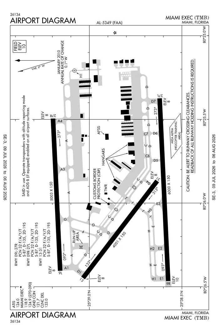 FAA airport diagram for KTMB