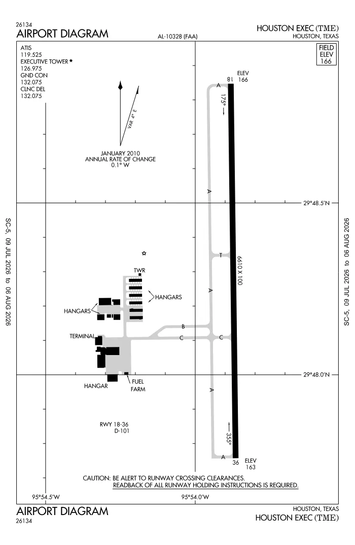 FAA airport diagram for KTME