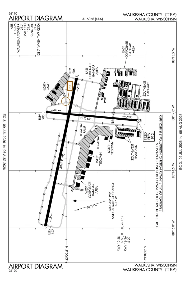 FAA airport diagram for KUES