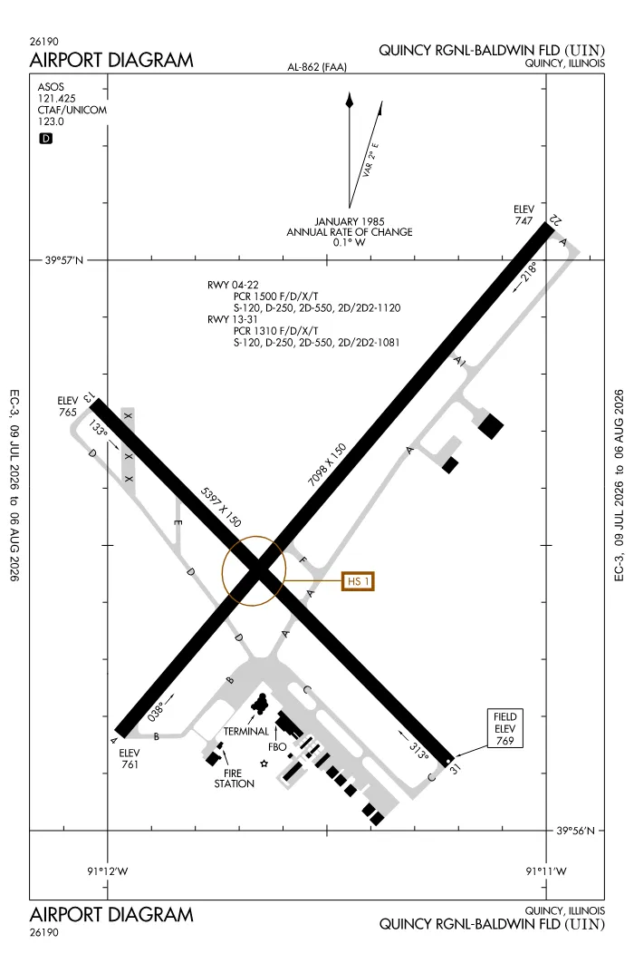 FAA airport diagram for KUIN