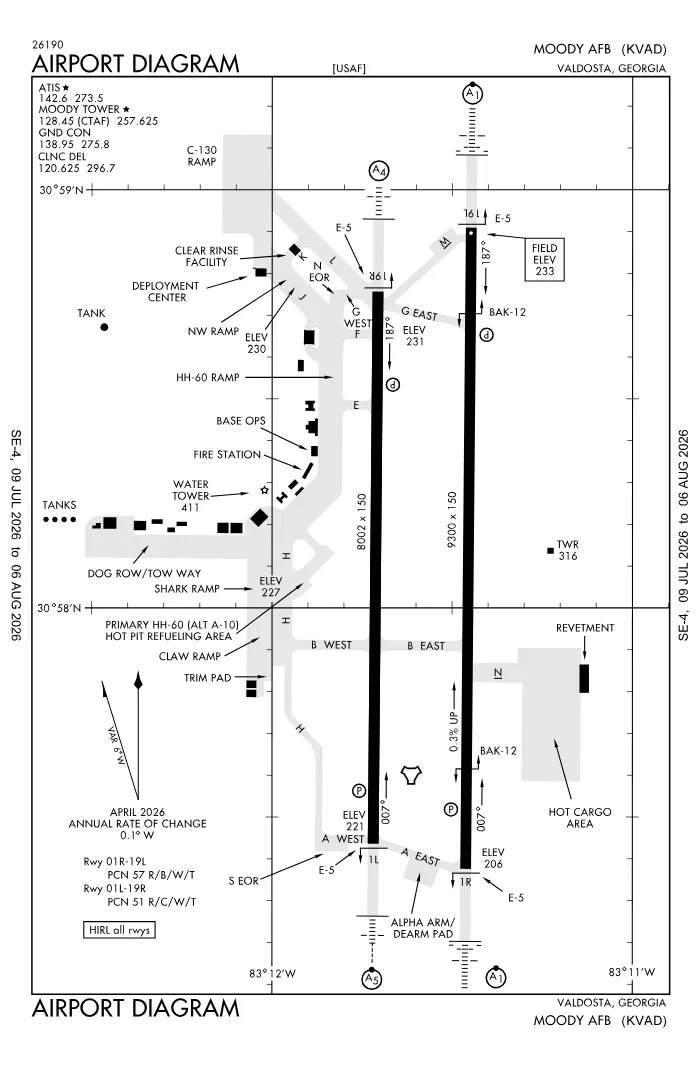 FAA airport diagram for KVAD