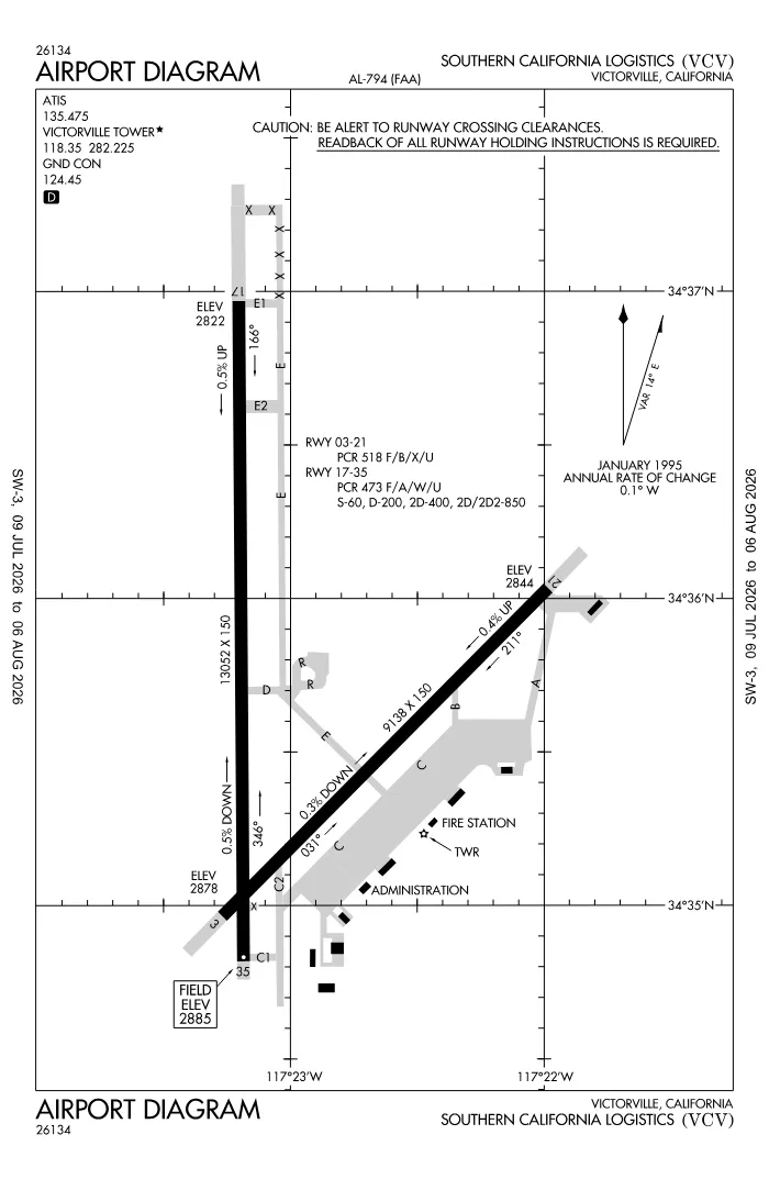 FAA airport diagram for KVCV