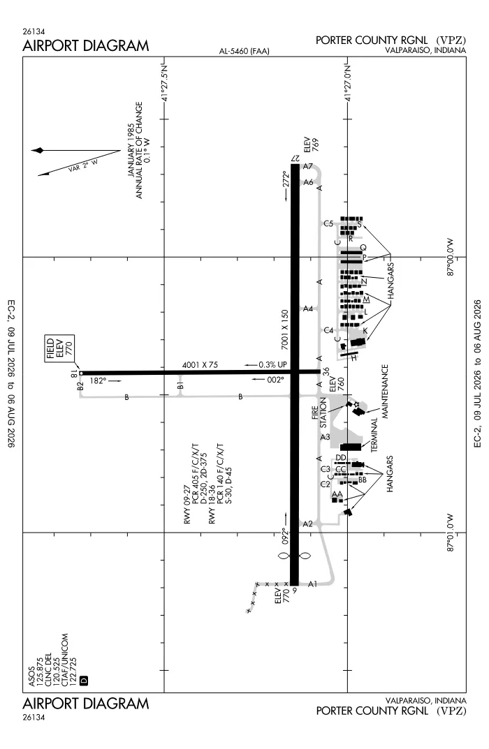 FAA airport diagram for KVPZ