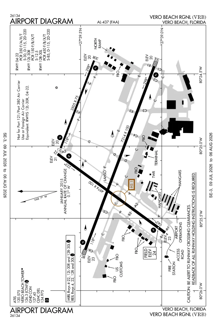 FAA airport diagram for KVRB
